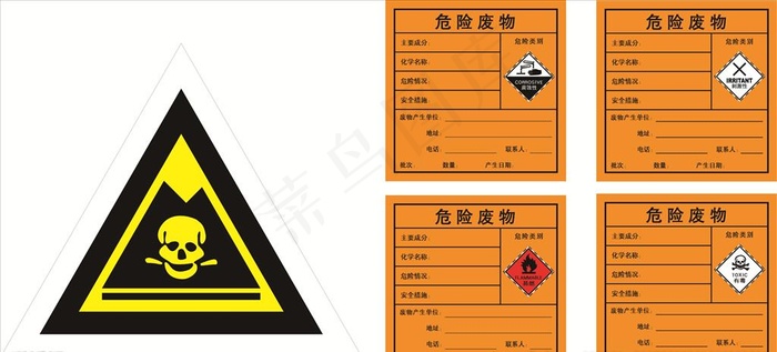 危险废弃物图片ai矢量模版下载