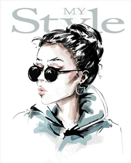 手绘女人肖像图片