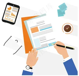 签署合同创意插画图片