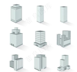 创意大厦3D图标矢量素材图片