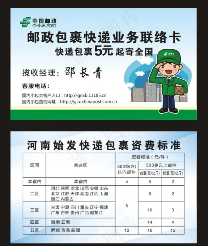 邮政快递-名片图片cdr矢量模版下载