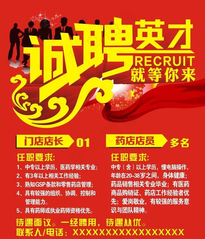 招聘海报图片cdr矢量模版下载