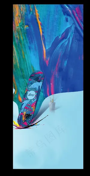 滑板彩绘图片