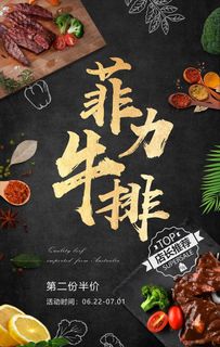 牛排西餐餐饮美食海报图片