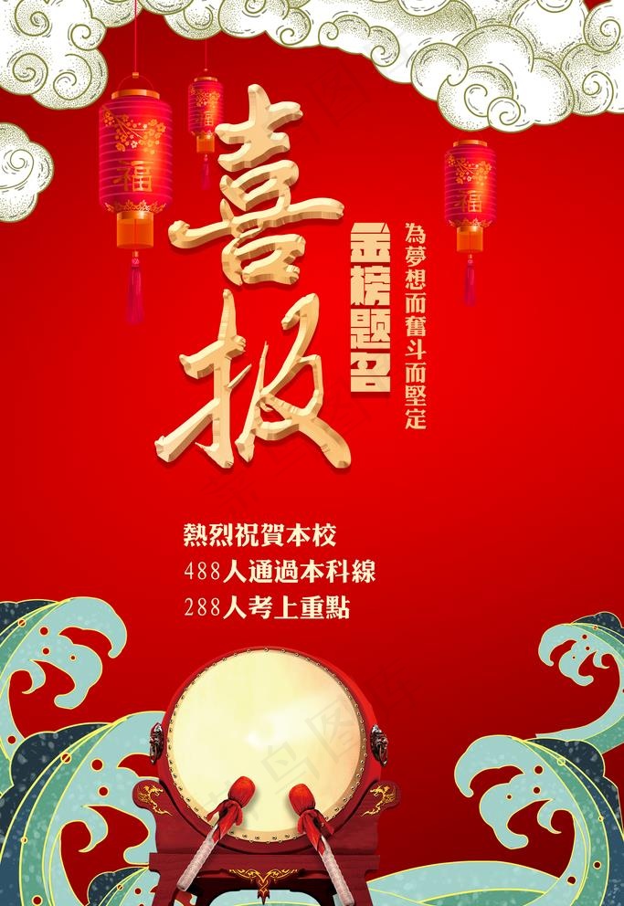 金榜题名喜报图片(3543X5315(DPI:300))psd模版下载