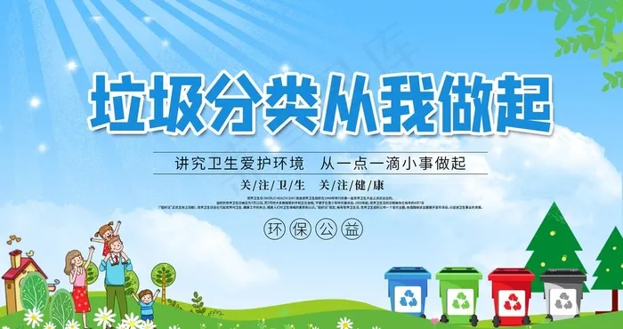 垃圾分类图片psd模版下载