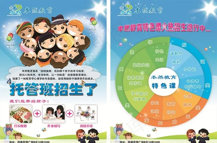 本然教育招生单页图片(1724X2551(DPI:300))psd模版下载