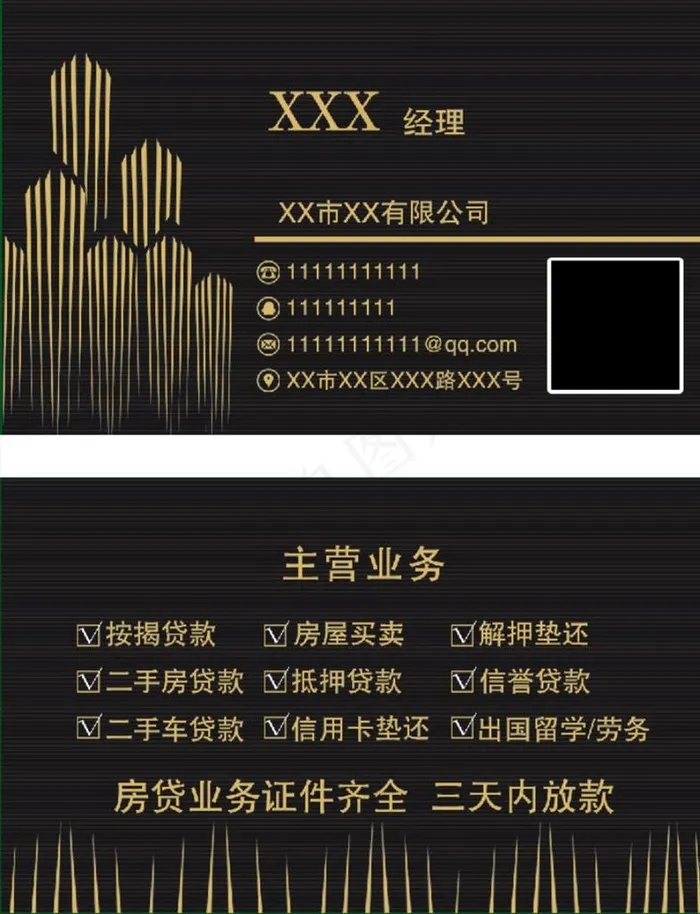 贷款名片图片psd模版下载