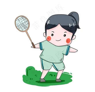 运动女孩打羽毛球图片