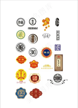 徽标徽记酒标花纸古典艺术底纹图片