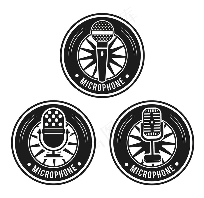 复古麦克风徽章图片