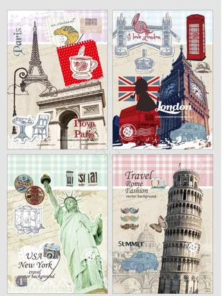 一套复古名胜办公封面图片