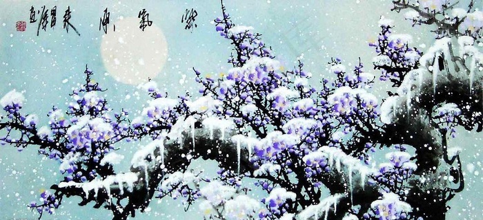 国画梅花《紫气东来》图片