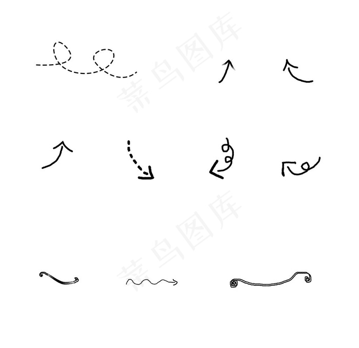 卡通手绘涂鸦线条箭头简笔画图片psd模版下载