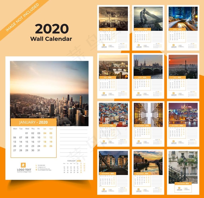 2020日历图片eps,ai矢量模版下载