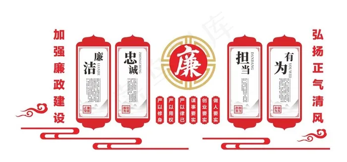 廉洁文化墙图片cdr矢量模版下载