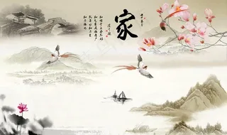 花鸟背景墙图片