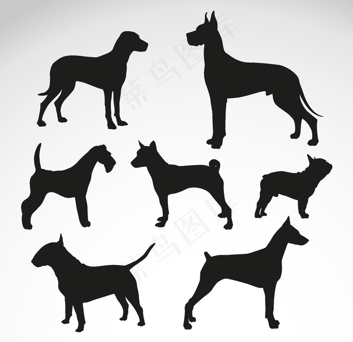 狗剪影图片ai矢量模版下载