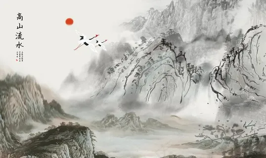 新中式水墨山水背景图片