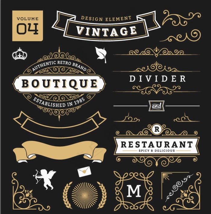 金色复古标签图片