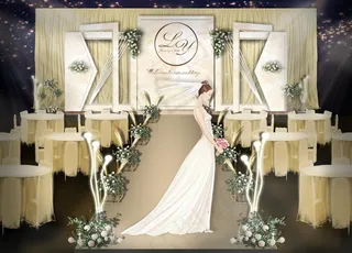 香槟色婚礼舞台区PSD效果图图片