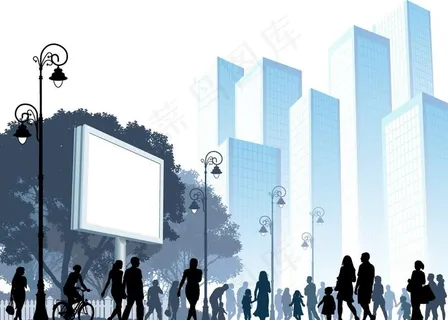 城市都市生活人物剪影图片
