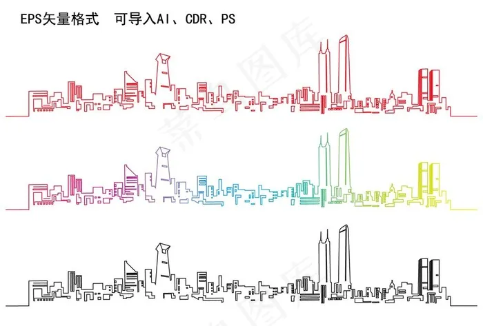 城市线图图片eps,ai矢量模版下载