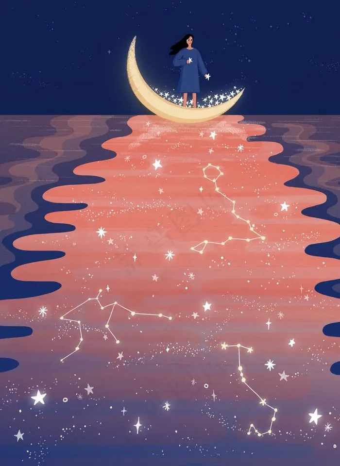 手绘唯美星空图片(3650X4800(DPI:300))psd模版下载