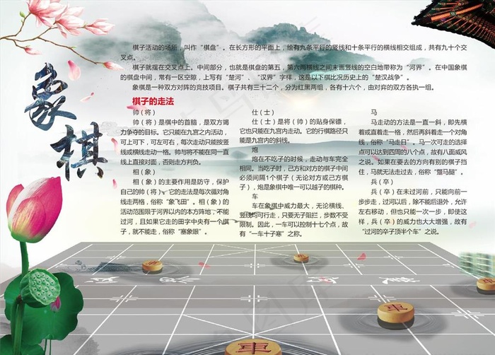 象棋文化图片(210X297)cdr矢量模版下载