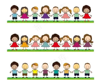 矢量卡通手牵手图片