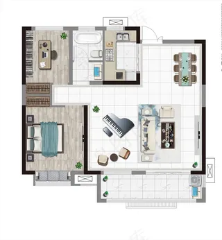 房地产户型渲染图片