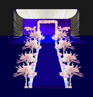 深蓝色婚礼主舞台效果图图片