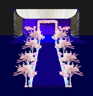 深蓝色婚礼主舞台效果图图片