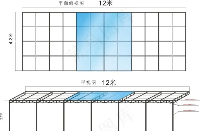 不锈钢玻璃雨棚效果图图片cdr矢量模版下载