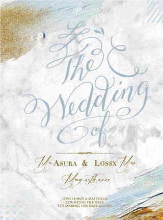 淡雅蓝白色婚礼邀请函图片