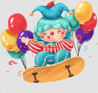 手绘卡通小丑系列免抠套图图片