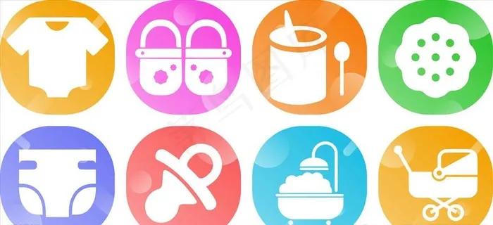 母婴图标 电商儿童卡通矢量图标图片