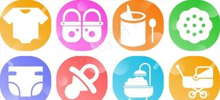 母婴图标 电商儿童卡通矢量图标图片