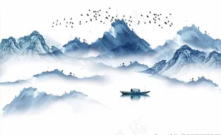 中国风水墨山水装饰画图片