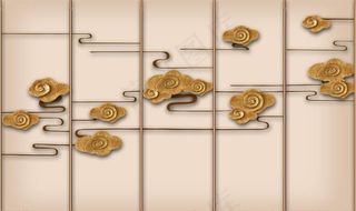 新中式中国风浮雕祥云装饰无框画图片