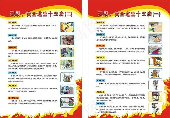 灵活、安全逃生十五法图片cdr矢量模版下载