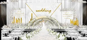 白绿色婚礼 婚礼迎宾背景图片