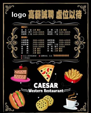 西餐厅招聘海报图片