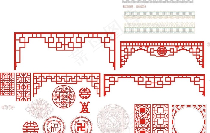 中医窗花素材图片cdr矢量模版下载