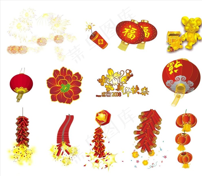 新年元素图片cdr矢量模版下载