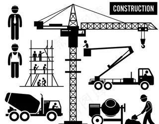 建筑施工剪影图片