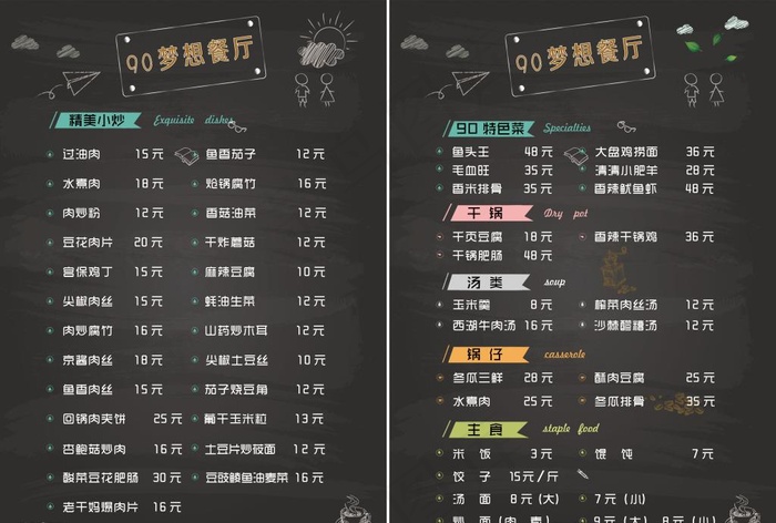 黑板菜单图片psd模版下载