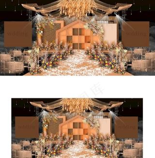 秋色系美式乡村风婚礼效果图设计图片