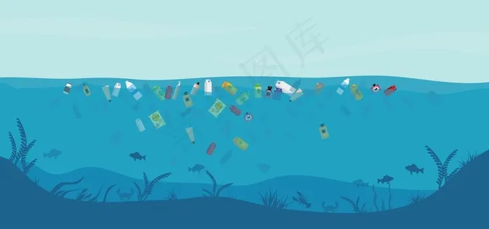 海洋垃圾图片ai矢量模版下载