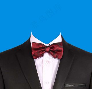 男装蝴蝶蓝底证件照图片